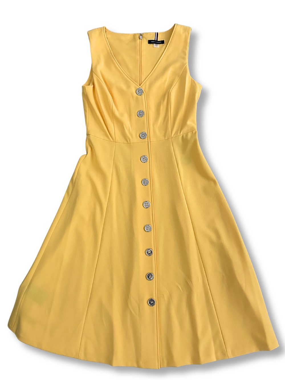 Tommy Hilfiger Yellow Fit & Flare Dress Size 4 NWT Sleeveless Button Front